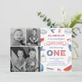 Invitation 1er Anniversaire Américain Pour Jumeaux (Debout devant)