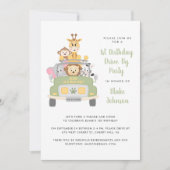 Invitation 1er Anniversaire Animale Safari Drive Par Partie (Devant)