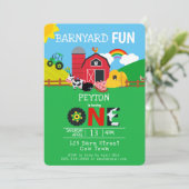 Invitation 1er Anniversaire Animaux de ferme Barnyard Fun Kid (Debout devant)