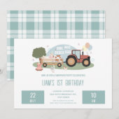 Invitation 1er Anniversaire Animaux de ferme Barnyard Party B (Devant / Derrière)