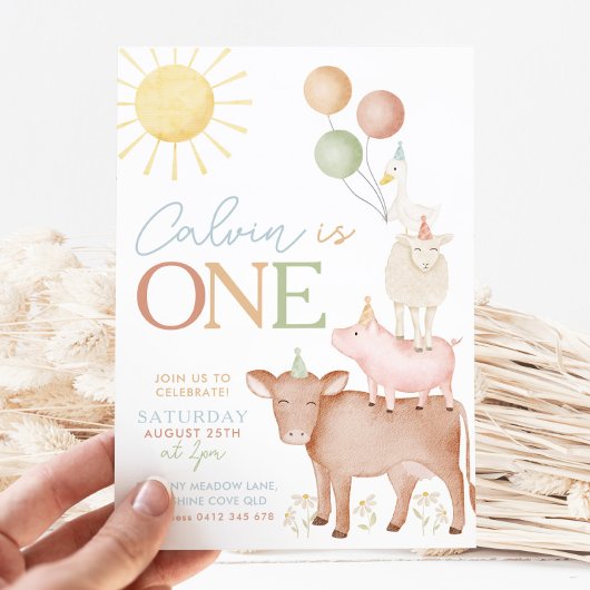Invitation 1er Anniversaire Animaux de ferme Barnyard Party B