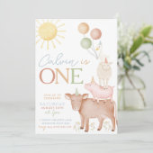 Invitation 1er Anniversaire Animaux de ferme Barnyard Party B (Debout devant)