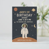 Invitation 1er anniversaire Astronaut Rocket Ship Anniversair (Debout devant)