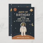 Invitation 1er anniversaire Astronaut Rocket Ship Anniversair (Devant / Derrière)