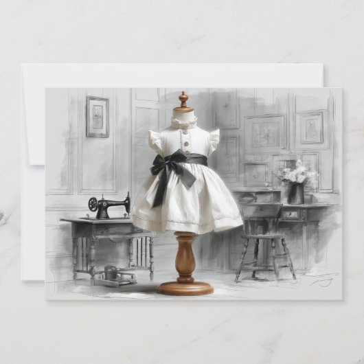 Invitation 1er Anniversaire Atelier Style noir et blanc (Devant)