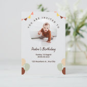 INVITATION 1ER ANNIVERSAIRE AVEC BALLON ET PHOTO (Debout devant)