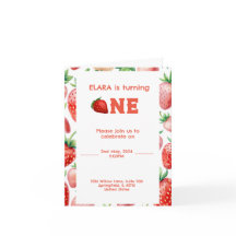 1er anniversaire avec cadre de fraise motif