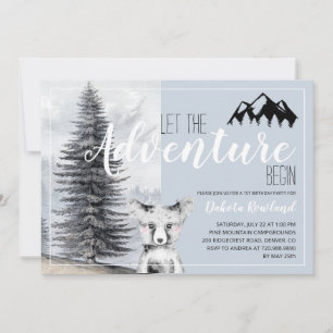 Invitation 1er Anniversaire Aventure Attend Ours Boisé
