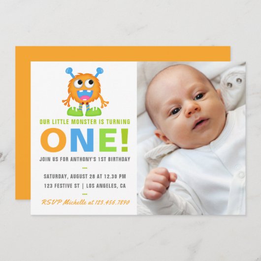 Invitation 1er anniversaire Baby Boy Ajouter Photo Party Invi (Devant / Derrière)