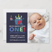 Invitation 1er anniversaire Baby Boy Little Monster Invitatio (Devant)