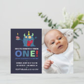 Invitation 1er anniversaire Baby Boy Little Monster Invitatio (Debout devant)