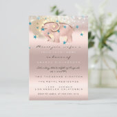 Invitation 1er anniversaire Baby shower Elephant Gold Confett (Debout devant)