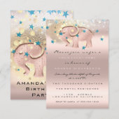 Invitation 1er anniversaire Baby shower Elephant Gold Confett (Devant / Derrière)