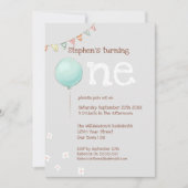 Invitation 1er anniversaire Ballon & Drapeaux (Devant)