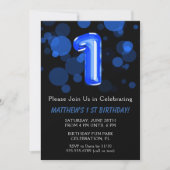 Invitation 1er anniversaire Ballons Enfants Blue Boy Party (Devant)