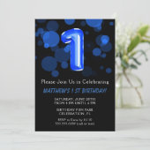 Invitation 1er anniversaire Ballons Enfants Blue Boy Party (Debout devant)