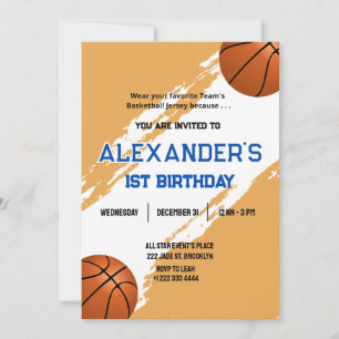 Invitation 1er Anniversaire Basketball Anniversaire Bash Invi