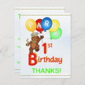 Invitation 1er anniversaire BearMerci (Devant / Derrière)