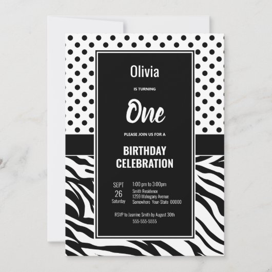 Invitation 1er anniversaire Black and White Party (Devant)