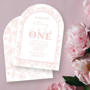 Invitation 1er Anniversaire Blush Rose Floral devient un