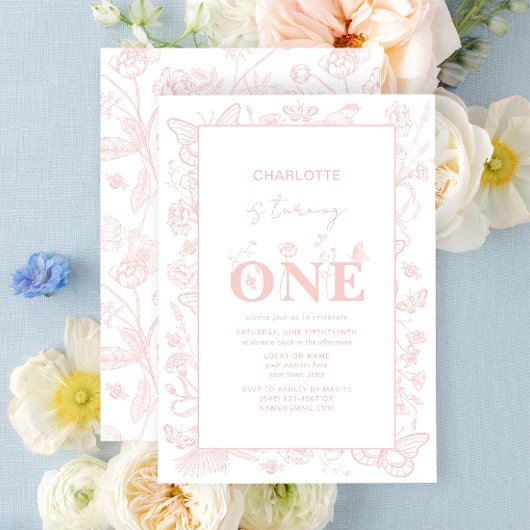 Invitation 1er Anniversaire Blush Rose Floral devient un