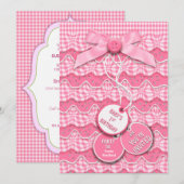 Invitation 1er Anniversaire Boutons et Couches de vaches Rouf (Devant / Derrière)