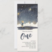 Invitation 1er Anniversaire Céleste Étoiles Aquarelle Garçon  (Devant)