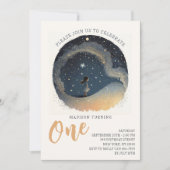 Invitation 1er Anniversaire Celestial Star Aquarelle Girl Mod (Devant)