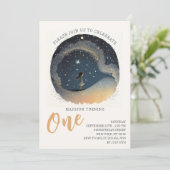 Invitation 1er Anniversaire Celestial Star Aquarelle Girl Mod (Debout devant)