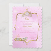 Invitation 1er anniversaire Cendrillon rose gâteau de transpo (Devant)