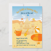 Invitation 1er anniversaire château de sable et plage fête de (Devant)