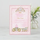 Invitation 1er anniversaire Cinderella Blush Pink Carriage (Debout devant)
