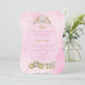 Invitation 1er anniversaire Cinderella Carrosse Rose Photo (Debout devant)