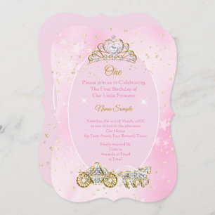 Invitation 1er anniversaire Cinderella Pink Carriage Photo