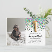 Invitation 1er anniversaire Confetti Portrait (Debout devant)
