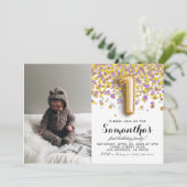 Invitation 1er anniversaire Confetti Portrait (Debout devant)