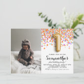 Invitation 1er anniversaire Confetti Portrait (Debout devant)