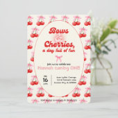 Invitation 1er Anniversaire Coquette Cerises Bows Bulles Lett (Debout devant)