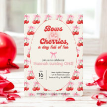 1er Anniversaire Coquette Cerises Bows Bulles Lett