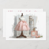 Invitation 1er Anniversaire Couture Blush Parfum Thème (Devant / Derrière)