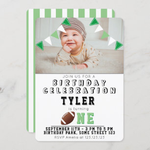 Invitation 1er Anniversaire Cute American Football Kids Photo
