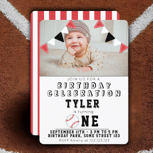 Invitation 1er Anniversaire Cute Baseball Balls Enfants Photo