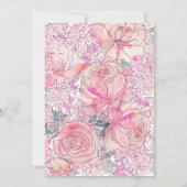 Invitation 1er Anniversaire de Bunny Pink Aquarelle Florale (Dos)