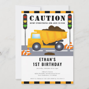 Invitation 1er anniversaire de construction Truck Party
