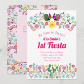 Invitation 1er anniversaire de fêtes pour une fille Folkart S (Devant / Derrière)