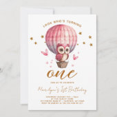Invitation 1er anniversaire de Hibou Rose (Devant)