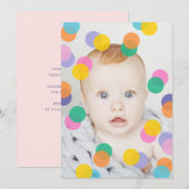 Invitation 1er anniversaire de la fille Photo Confetti (Devant / Derrière)