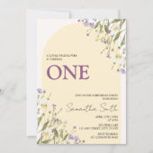 Invitation 1er anniversaire de la petite fille esthétique Fle (Devant)