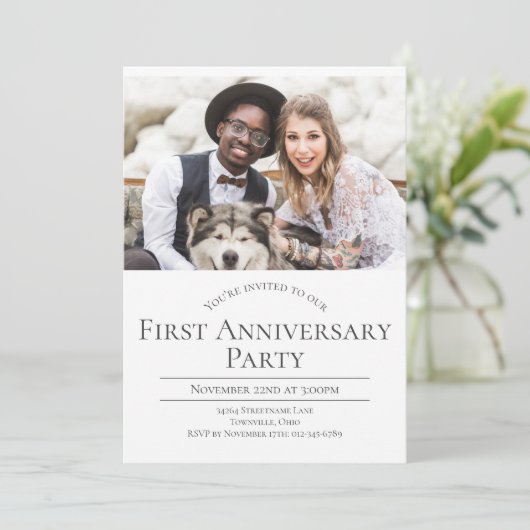 Invitation 1er anniversaire de mariage photo (Debout devant)