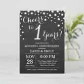 Invitation 1er Anniversaire de Mariage Tableau Noir Argent (Debout devant)
